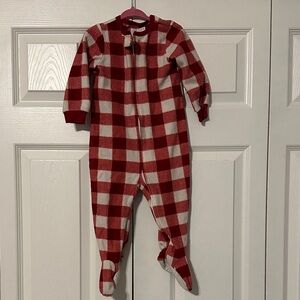 Red and White Plaid toddler One Piece pajamas
